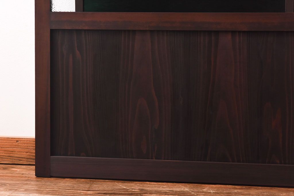 ラフジュ工房オリジナル　緑の色ガラスがレトロな雰囲気を漂わせる引き戸(ガラス戸、建具)2枚セット