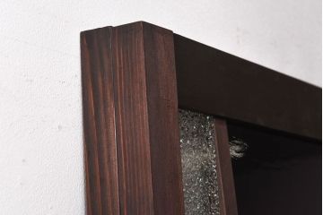 ラフジュ工房オリジナル　緑の色ガラスがレトロな雰囲気を漂わせる引き戸(ガラス戸、建具)2枚セット