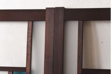 ラフジュ工房オリジナル　色ガラスがポイントになったレトロな引き戸(建具、ガラス戸)2枚セット(1)