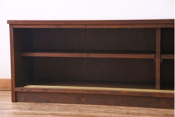 ラフジュ工房オリジナル　ペイント　モールガラス入り　レトロな雰囲気漂うローボード(収納棚、リビングボード)