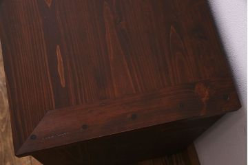 ラフジュ工房オリジナル　ペイント　モールガラス入り　レトロな雰囲気漂うローボード(収納棚、リビングボード)