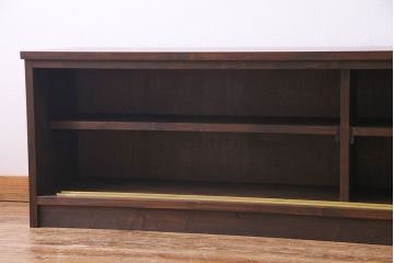 ラフジュ工房オリジナル　ペイント　モールガラス入り　レトロな雰囲気漂うローボード(収納棚、リビングボード)(1)