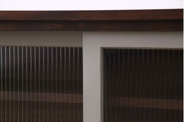 ラフジュ工房オリジナル　ペイント　モールガラス入り　レトロな雰囲気漂うローボード(収納棚、リビングボード)(1)