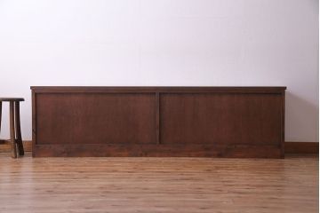 ラフジュ工房オリジナル　花模様ガラス入り　レトロな雰囲気が可愛らしいリメイクローボード(収納棚、リビングボード)