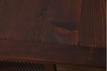 レトロ家具　前板黒柿材　モールガラス入り　レトロモダンな佇まいが魅力な脚付き戸棚(収納棚、引き出し、サイドボード)