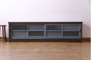 ラフジュ工房オリジナル　組子モチーフガラス　レトロな雰囲気漂うリメイクローボード(収納棚、リビングボード)