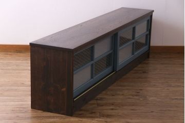 ラフジュ工房オリジナル　組子モチーフガラス　レトロな雰囲気漂うリメイクローボード(収納棚、リビングボード)