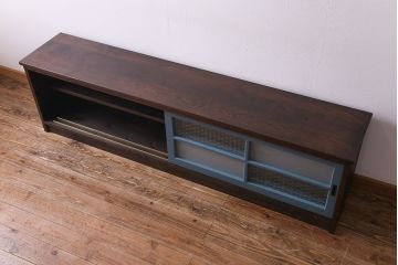 ラフジュ工房オリジナル　組子モチーフガラス　レトロな雰囲気漂うリメイクローボード(収納棚、リビングボード)