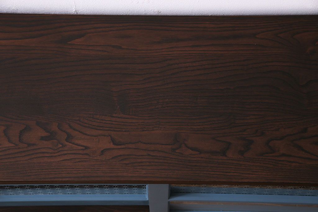 ラフジュ工房オリジナル　組子モチーフガラス　レトロな雰囲気漂うリメイクローボード(収納棚、リビングボード)