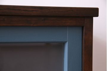 ラフジュ工房オリジナル　組子モチーフガラス　レトロな雰囲気漂うリメイクローボード(収納棚、リビングボード)