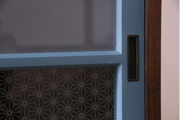 ラフジュ工房オリジナル　組子モチーフガラス　レトロな雰囲気漂うリメイクローボード(収納棚、リビングボード)