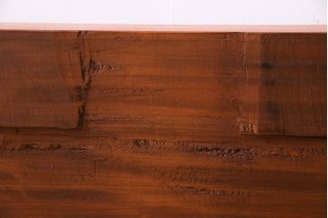 昭和初期　ケヤキ材一枚板　つややかな漆塗りのリメイク鉄脚ベンチ(板座チェア、椅子)