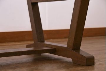 昭和レトロ　ホワイトオーク材　学校の作業台をリメイクしたダイニングテーブル(机、作業台)(1)