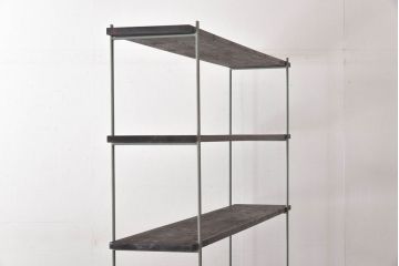 ラフジュ工房オリジナル　青緑色　ペイント薄型アイアンラック【大】(陳列棚、飾り棚)