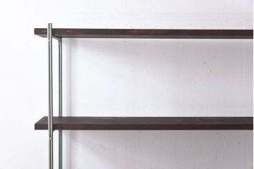 ラフジュ工房オリジナル　青緑色　ペイント薄型アイアンラック【大】(陳列棚、飾り棚)