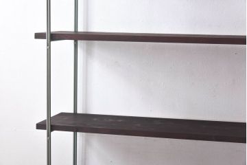 ラフジュ工房オリジナル　青緑色　ペイント薄型アイアンラック【大】(陳列棚、飾り棚)