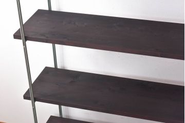 ラフジュ工房オリジナル　青緑色　ペイント薄型アイアンラック【大】(陳列棚、飾り棚)