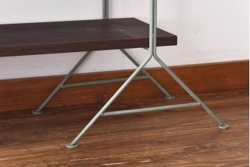 ラフジュ工房オリジナル　青緑色　ペイント薄型アイアンラック【大】(陳列棚、飾り棚)