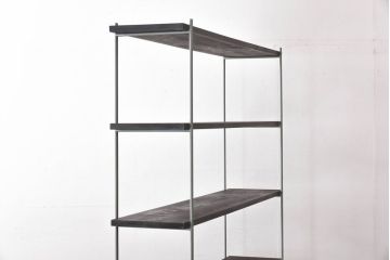 ラフジュ工房オリジナル　青緑色　ペイント薄型アイアンラック【中】(陳列棚、飾り棚)