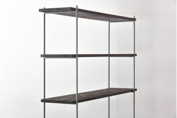 ラフジュ工房オリジナル　青緑色　ペイント薄型アイアンラック【小】(陳列棚、飾り棚)