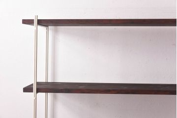 ラフジュ工房オリジナル　ホワイト　ペイント薄型アイアンラック【小】(陳列棚、飾り棚)