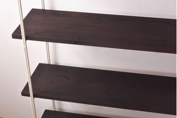 ラフジュ工房オリジナル　ホワイト　ペイント薄型アイアンラック【小】(陳列棚、飾り棚)