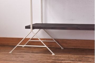 ラフジュ工房オリジナル　ホワイト　ペイント薄型アイアンラック【小】(陳列棚、飾り棚)