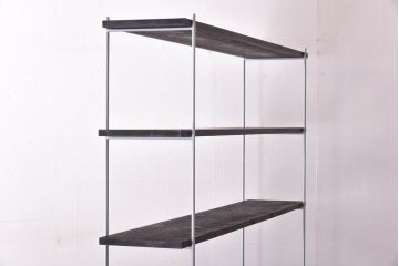 ラフジュ工房オリジナル　グレー　ペイント薄型アイアンラック【大】(陳列棚、飾り棚)