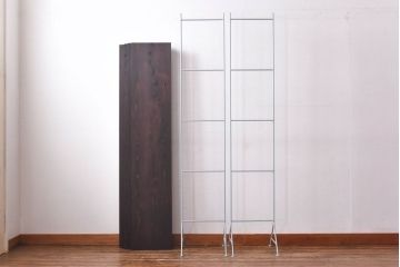 ラフジュ工房オリジナル　グレー　ペイント薄型アイアンラック【中】(陳列棚、飾り棚)