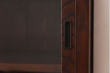 アンティーク家具　和製アンティーク　前面ケヤキ材　花ガラスがおしゃれな重ね収納棚(食器棚、飾り棚)