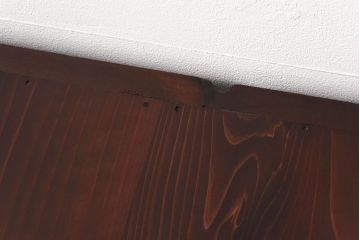 アンティーク家具　和製アンティーク　前面ケヤキ材　花ガラスがおしゃれな重ね収納棚(食器棚、飾り棚)