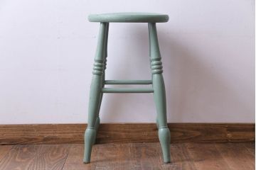 アンティーク家具　イギリスアンティーク　ナチュラルテイストにぴったりなペイントスツール(花台)(2)