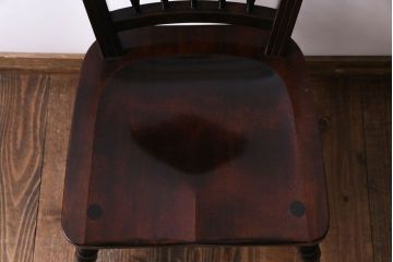 中古美品　松本民芸家具　クラシカルな安川式スピンドルチェア(ダイニングチェア、椅子)(定価約9万7千円)(1)