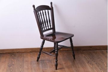 中古美品　松本民芸家具　クラシカルな安川式スピンドルチェア(ダイニングチェア、椅子)(定価約9万7千円)(2)