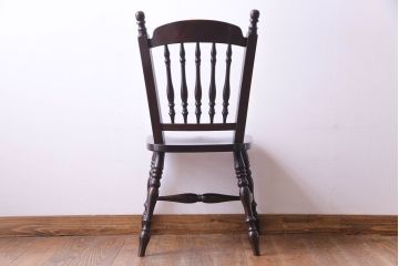 中古美品　松本民芸家具　クラシカルな安川式スピンドルチェア(ダイニングチェア、椅子)(定価約9万7千円)(2)