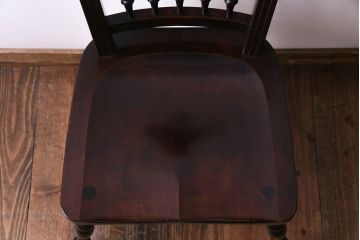 中古美品　松本民芸家具　クラシカルな安川式スピンドルチェア(ダイニングチェア、椅子)(定価約9万7千円)(3)