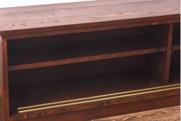 ラフジュ工房オリジナル　ペイント　丸いデザインでレトロな雰囲気漂うリメイクローボード(収納棚、リビングボード)