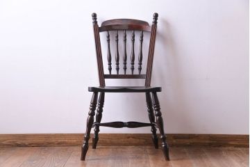 中古　松本民芸家具　クラシカルな安川式スピンドルチェア(ダイニングチェア、椅子)(定価約9万7千円)