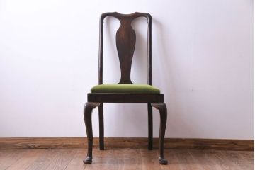 アンティーク家具　イギリスアンティーク　ウォールナット材　上品で優雅なフォルムが魅力的なチェア(椅子、ダイニングチェア、ワークチェア)