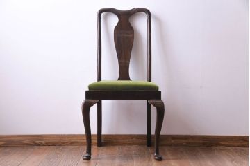 アンティーク家具　イギリスアンティーク　ウォールナット材　上品で優雅なフォルムが魅力的なチェア(椅子、ダイニングチェア、ワークチェア)(2)