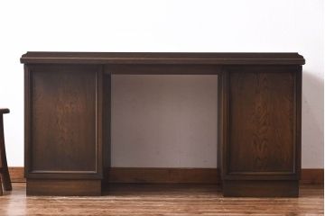 中古　神戸洋家具 永田良介商店　開き戸付きデスク(両袖机、在宅ワーク、在宅用ワークデスク)