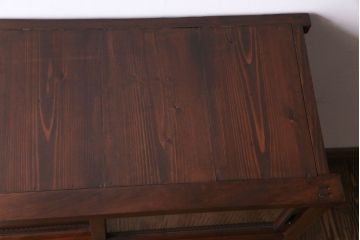 アンティーク家具　昭和中期　モールガラス入り　スッキリとした和のテイストが魅力のガラス戸棚(収納棚、リビングボード)