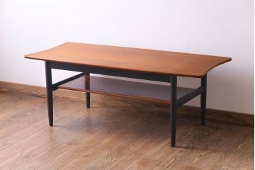 北欧ビンテージ　チーク材　ペイント家具　コントラストがスタイリッシュなセンターテーブル