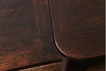 アンティーク家具　フランスアンティーク　パーケットの天板が美しいドローリーフテーブル(エクステンションテーブル、ダイニングテーブル)