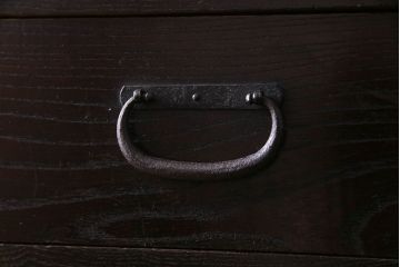 アンティーク家具　和製アンティーク　前面ケヤキ材　深い色合いの美濃帳場箪笥(時代箪笥、和タンス)