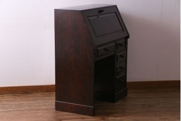 中古　北海道民芸家具　シックな片袖ライティングビューロー(定価約28万8千円)(ワークデスク、在宅ワーク、在宅用)(2)
