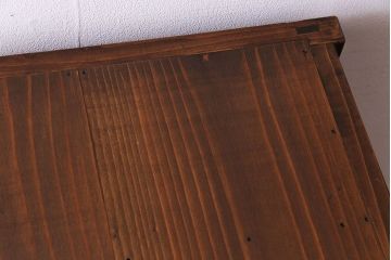 レトロ家具　昭和レトロ　前面ケヤキ材　リメイク　存在感のある杢目の鉄脚サイドボード(戸棚、収納棚)