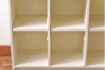 昭和期　リメイク家具　淡いカラーが爽やかなペイントロッカー(収納棚、サイドチェスト)