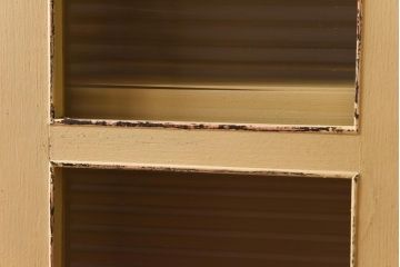 ペイント家具　モールガラス入り!　オープンラック付き本箱(本棚、食器棚、収納棚、飾り棚)