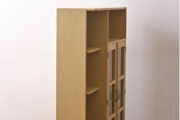 ペイント家具　モールガラス入り!　オープンラック付き本箱(本棚、食器棚、収納棚、飾り棚)